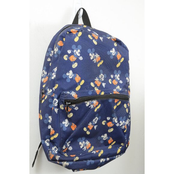 Disney Mickey Mouse Backpack 16" Blue Canvas Adult Kids School Travel Book Bag - Picture 3 of 5